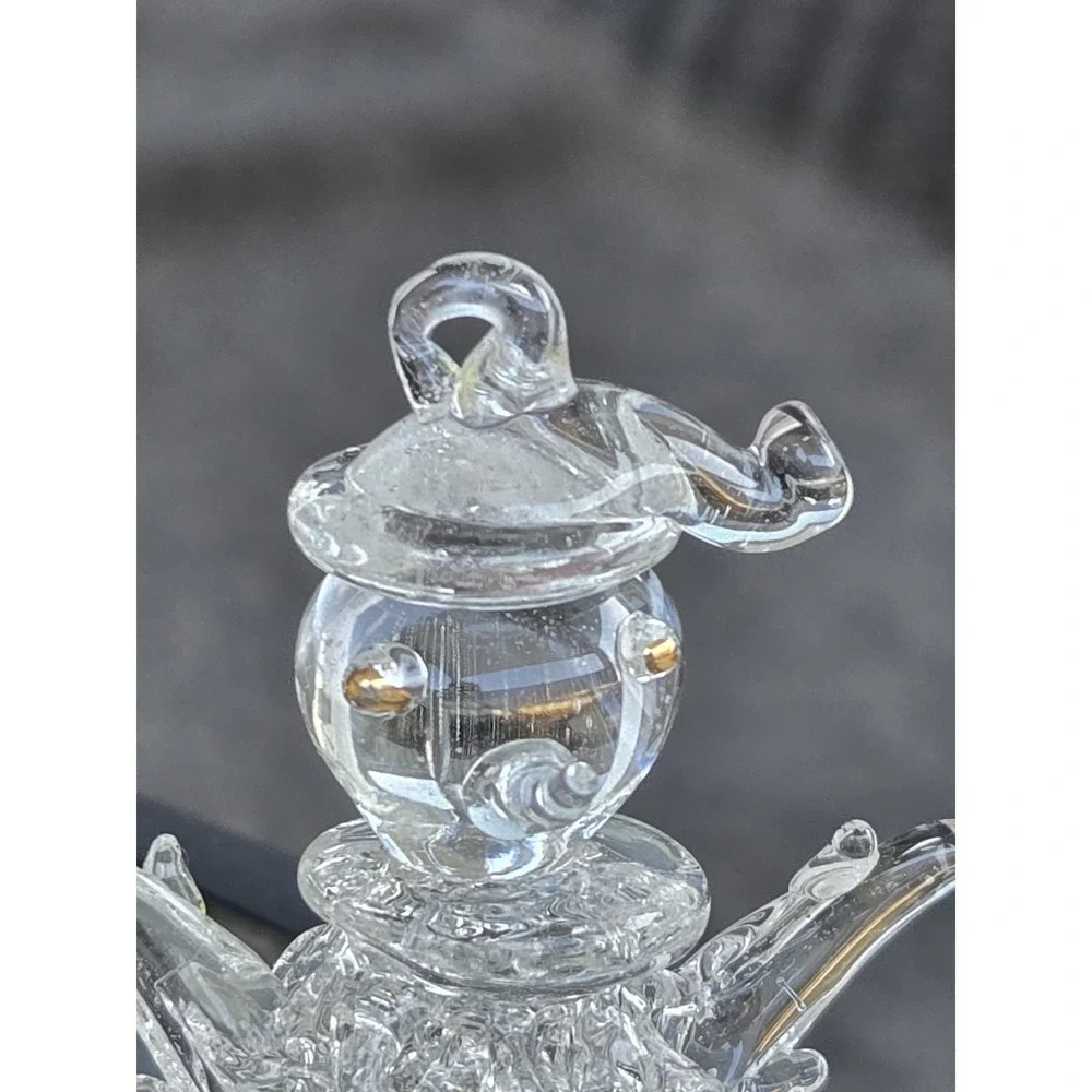 Spun Clear Glass Snowman Christmas Ornament 3.25